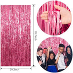 20 Pack Foil Curtain Backdrop Pink Metallic Tinsel Foil Fringe Curtains Photo Booth Props for Birthday Wedding Engagement Baby Shower Bachelorette Christmas Holiday Celebration Party Decorations - Image 7