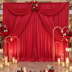 gogoparti 10x12ft Red Backdrop Curtain for Wedding Parties, 2 Panels (5x12 ft Each) Wrinkle-Free Dackdrop Curtains, Silky Draping Fabric for Birthday Party, Baby Shower, Photo Background - Image 2