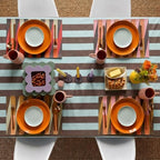 Tudomro Striped Tablecloth, Rectangle, Dark Brown, Blue, 84'' X 60'' - Image 5