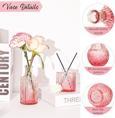 Set of 36 Glass Bud Vases Small Flower Vases for Centerpieces(Pink) - Image 3