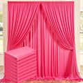 40 ft x 10 ft Wrinkle Free Fuchsia Backdrop Curtain for Parties, 8Panels Polyester Hot Pink Photo Backdrop Drapes for Wedding Birthday Party Baby Shower by Outpain