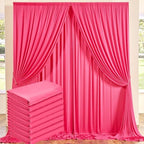 40 ft x 10 ft Wrinkle Free Fuchsia Backdrop Curtain for Parties, 8Panels Polyester Hot Pink Photo Backdrop Drapes for Wedding Birthday Party Baby Shower by Outpain