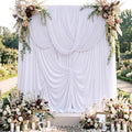 50x16ft White Backdrop Curtains for Wedding Party, 10 Panels 16 ft Long Back Drop Cloth, Wrinkle-Free Polyester Drapes for Birthday, Baby Shower, Stage Photography Background by Gogoparti