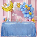 SquarePie Sequin Tablecloth 90x156 Inch Baby Blue for Wedding Party by SquarePie