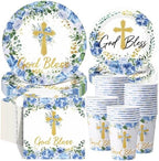 Pickmesh 250 Pcs Blue Baptism Plates Napkins Cups God Bless, Serves 50 by Pickmesh