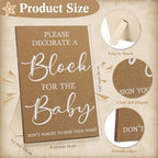 Tatuo 75 Pcs Baby Shower Party Block Games Sign to Decorate,Kraft - Image 3