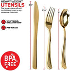200 Pieces Pre Rolled Gold Plastic Cutlery Set, Individually Wrapped Plastic Silverware Set with 50 Forks, 50 Knives, 50 Spoons, 50 Napkins, Utensils for Weddings, Service for 50 Guests - Image 3