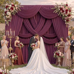 gogoparti 20ft x 12ft Burgundy Wrinkle-Free Backdrop Curtain for Wedding Parties, Thick Polyester 4 Panels 5x12ft for Wedding Birthday Baby Shower Halloween Photography Party Background - Image 5