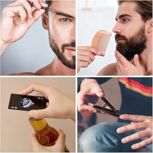 Baby Shower Prizes for Men 8 Set with 8oz Stainless Steel Hip Flask Bottle Opener Manicure Kit Bath Sponge Sunglasses Gift Bag Baby Shower Game Prizes for Winner Bachelor Party (Black, 8 Sets) - Image 5