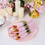 Supernal 30 Pack Gold Plastic Silverware Set with Pre Rolled Pink Napkin - Image 7