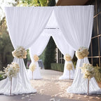 20ft×10ft Wrinkle Free White Backdrop Curtains for Parties, Thick Polyester Drapes for Backdrop, 2 Panels 5×10ft Cloth Photo Backdrop Curtain for Wedding Party Baby Shower Photography Background - Image 3