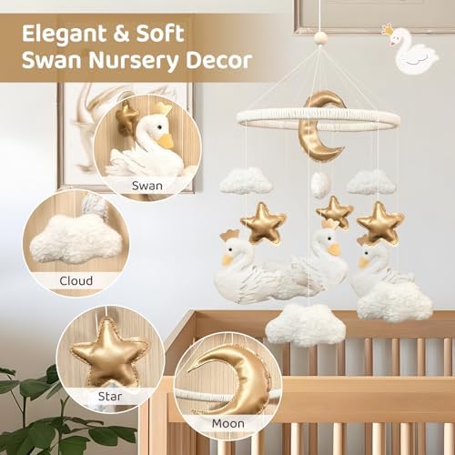 Swan Baby Crib Mobile Boho Nursery Decor for Boys and Girls - Image 3