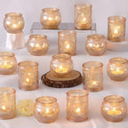 DARJEN Gold Votive Candle Holders Set of 36 - Glass Candle Holder Bulk for Table Centerpiece, Tea Lights Candle Holders for Home, Party & Wedding Shower Decorations by DARJEN