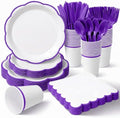 350 Pcs Deep Purple Rim Paper Plates and Napkins Party Supplies by Unknown
