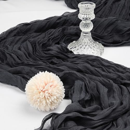 12 Pack 10Ft Black Cheesecloth Table Runner 23 x 120 Inch - Image 3