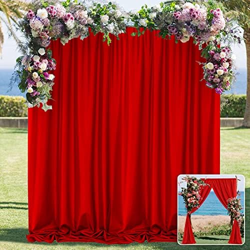 10ft x 8ft Red Backdrop Curtains for Party Valentine's Day, 5ftx8ft, 2 PCS by MYSKYHOME