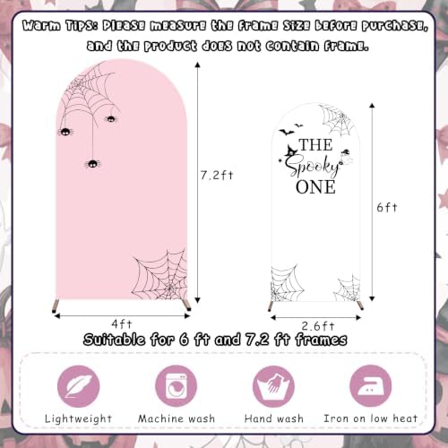 Serencatcher Halloween Spooky One Birthday Arch Covers Pink 7.2FT 6FT 2Pcs - Image 3