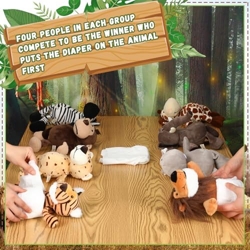 Seenelling Blindfold Diaper Baby Shower Game Kit, Safari Animals, 8 Sets - Image 2