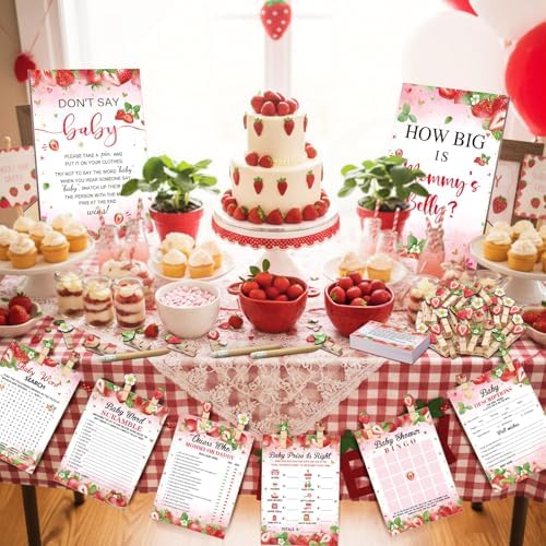 Funnymoom 426 Pcs Strawberry Baby Shower Games Set, 8 Games with Bingo - Image 5