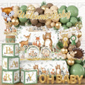 Woodland Baby Shower Decorations,260pcs Woodland Animals Baby Shower Decorations With Plates and Napkins Cups Tablecloth Backdrop Balloon Arch Cake Toppers for Woodland Creatures Baby Shower Supplies by Gumwaqu
