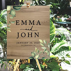 Andaz Press Large Wooden Welcome Sign for Wedding, Rustic Welcome Sign 16" x 20" Custom Names Greenery Leaves Wedding Signage English Oak MDF Wood Finish Wedding Reception Indoor Outdoor Signs - Image 4