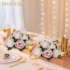 NUPTIO Flower Balls for Wedding Centrepieces - 6 Pcs 9.5in Diameter Artificial Flower Ball Arrangement Bouquet Peachy Pink & Creamy White Fake Rose Flowers Party Centerpieces for Weddings Tables - Image 4