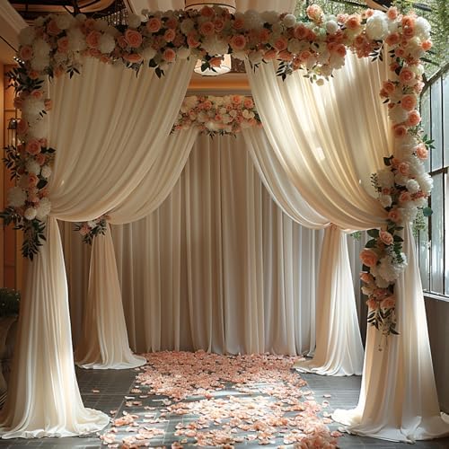30x10ft Wrinkle Free Ivory Backdrop Curtain for Parties Soft Fabric Drapes Wedding Ivory Curtain Backdrop for Birthday Party Decorations Background for Photography 5x10ft,6 Panels - Image 6