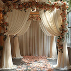 20x10ft Wrinkle Free Ivory Backdrop Curtain for Parties Soft Fabric Drapes Wedding Ivory Curtain Backdrop for Birthday Party Decorations Background for Photography 5x10ft,4 Panels - Image 6
