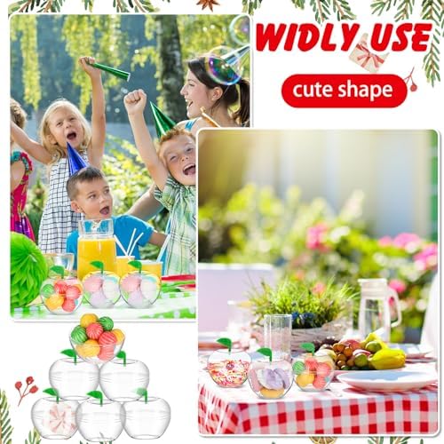 Nitial 60 Pcs Rosh Hashanah Plastic Apple Container Candy Boxes, Clear - Image 4