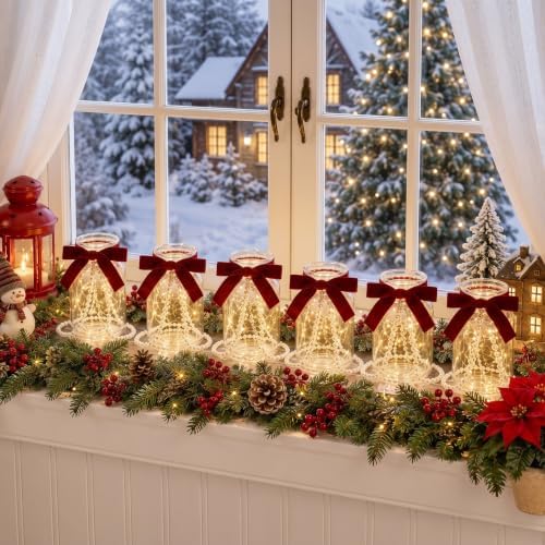 6 Set Christmas Mason Jars Centerpieces Table Decorations - Image 4