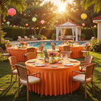 GALLETY 4 Pack Orange Spandex Round Tablecloth 60 Inch for 5 FT Circle Tables, Reusable Fitted Stretch Round Table Cloths for Fall Thanksgiving, Halloween, Birthday, Wedding and Autumn Party - Image 5