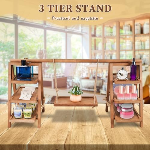 Flenpptly Wooden Cupcake Stand, 3 Tier Cupcake Display Stand, Brown - Image 6