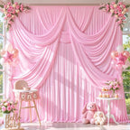 40ft x 10ft Pink Backdrop Curtains, 8 Panels Baby Pink Drapes for Backdrop - Image 3