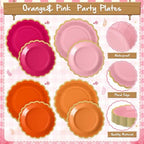Mimorou 169 Pcs Pink and Orange Plates and Napkins Party Supplies - Image 5