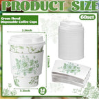 Vesici 60pcs 14oz Green Disposable Coffee Cups with Lids and Sleeves - Image 2