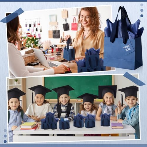 Zhanmai 4.7 x 2.4 x 3.9 Inch 100 Pcs Mini Gift Bags Bulk, Navy Blue - Image 7