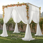 40ft x 10ft Cream White Backdrop Curtains, Wrinkle-Free Sheer Chiffon Fabric Photo Backdrop Drapes for Wedding Arch Party Ceremony Stage Photography Decorations - Image 5