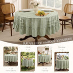 Romanstile Gingham Ruffled Round Tablecloth, 70 Inch, Sage Green - Image 6