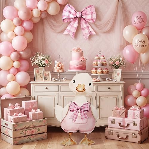 Novabright 2 Pcs Silly Goose Cutout Party Decoration 39.4'' 1st Birthday Silly Goose Cardboard Cut Out Sign 19.69'' Adhesive Bow Cutout Photo Prop Backdrop Standup for Birthday Baby Shower(Pink) by Unknown
