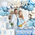 Costova Over the Moon Baby Shower Decorations – 125 PCs Moon and Star Themed Party Supplies with Balloon Garland, Cake Topper, Backdrop, Tablecloth, Moon & Star Foil Balloon, Sash, Badge - Image 6