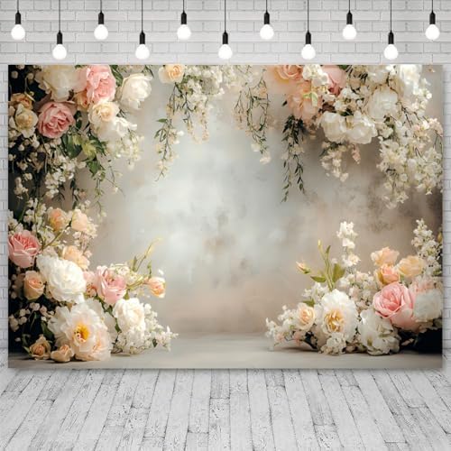 8x6ft Floral Wall Backdrop Wedding Reception Abstract Photography Background Spring Watercolor Painting Floral Banner Decorations Baby Shower Birthday Holiday Portrait Photo Booth Prop - Image 3