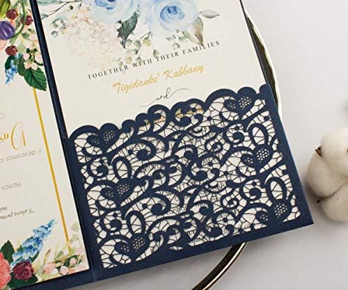 25 sets 5X7 Dark Navy Blue Tri Fold Wedding Invitations Cards With Envelopes Inserts for Bridal Shower Birthday - Image 4