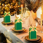AmazingSpark 50 Pcs Green Gold Mini Gift Bags Bulk 6.3 x 3.9 x 2.8 Inch Party Favors Elegant Small Gift Bags with Handles and Ribbon Bows for Wedding Birthday Bridal Baby Shower Party Favors - Image 4
