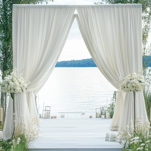 30×14ft Wrinkle Free Ivory Backdrop Curtain, Soft Silky Easy to Drape Cream Wedding Drapes for Backdrop, 6 Panels 5×14ft Photo Backdrop Curtains for Parties Birthday Photography Background Cloth - Image 6