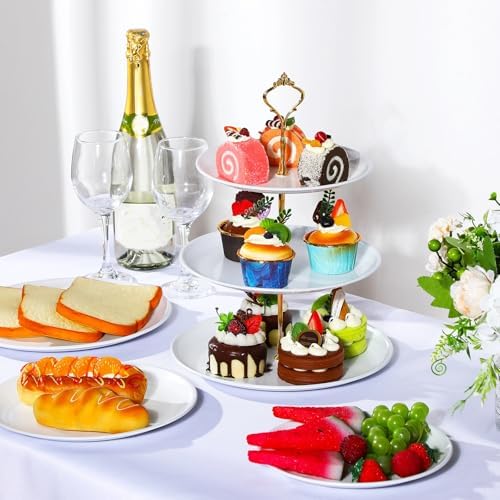Gerrii 2 Pack 3 Tier Cupcake Stand Serving Tray Metal,White - Image 3
