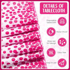 Tudomro 16 Pack White and Hot Pink Plastic Tablecloths Satin Runner Set - Image 3