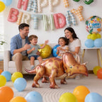 60 PCS Dinosaur Happy Birthday Foil Balloon Decoration Kit, T-Rex, Triceratops, Ankylosaurus Assembleable Inflatable Standing Mylar Balloons with Birthday Banner for Kids Boys Party Decor - Image 5