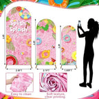 Chunful 3 Pcs Splish Splash Birthday Party Decorations Summer Pool Backdrop Arch Cover Cute Happy Birthday Party Decorations for Swimming Pool Photo Background Decor 6 ft/5 ft/4 ft(Pink-Green) - Image 4