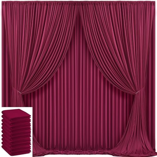50x10ft Burgundy Backdrop Curtain for Wedding Parties Wrinkle Free Fabric Maroon Drapes Backdrop Decoration for Baby Shower Birthday Photography Decoration 10 Panels, 5ft x 10ft by Gogoparti