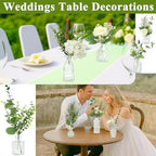 WARMALL Artificial Flowers with Vases, 16 Pcs Bud Vases, & 81 Pcs Artificial Plants DIY Set Suitable for Centerpieces Table Weddings Party Office and Indoor Decor Mini Small Glass Clear(White) - Image 5